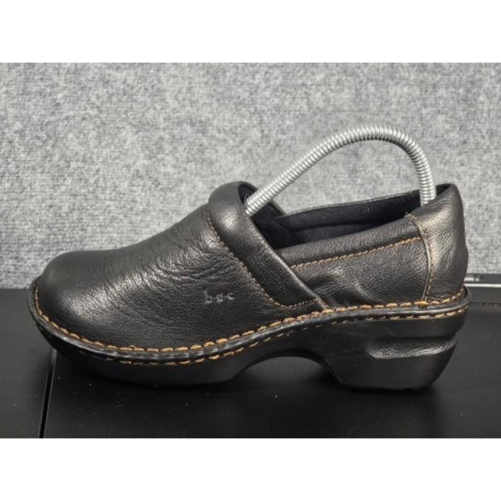 BOC Born Concept Black Leather Clogs Mules BC3632 CBTG18 Womens 7.5W Work Casual